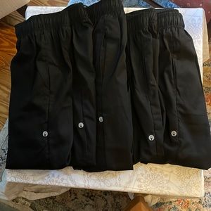 5 Pairs Of Chef Works Black Elastic Drawstring Waist Lose Fit Size S